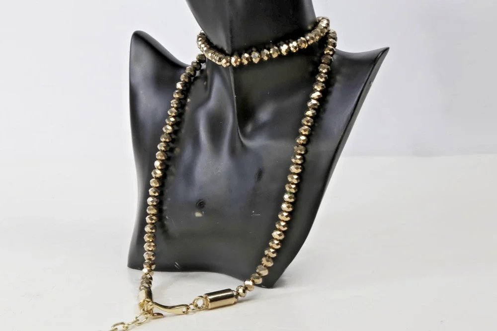 Metallic Gold Beaded Convertible Chain Belt Long Layered Necklace Tassel